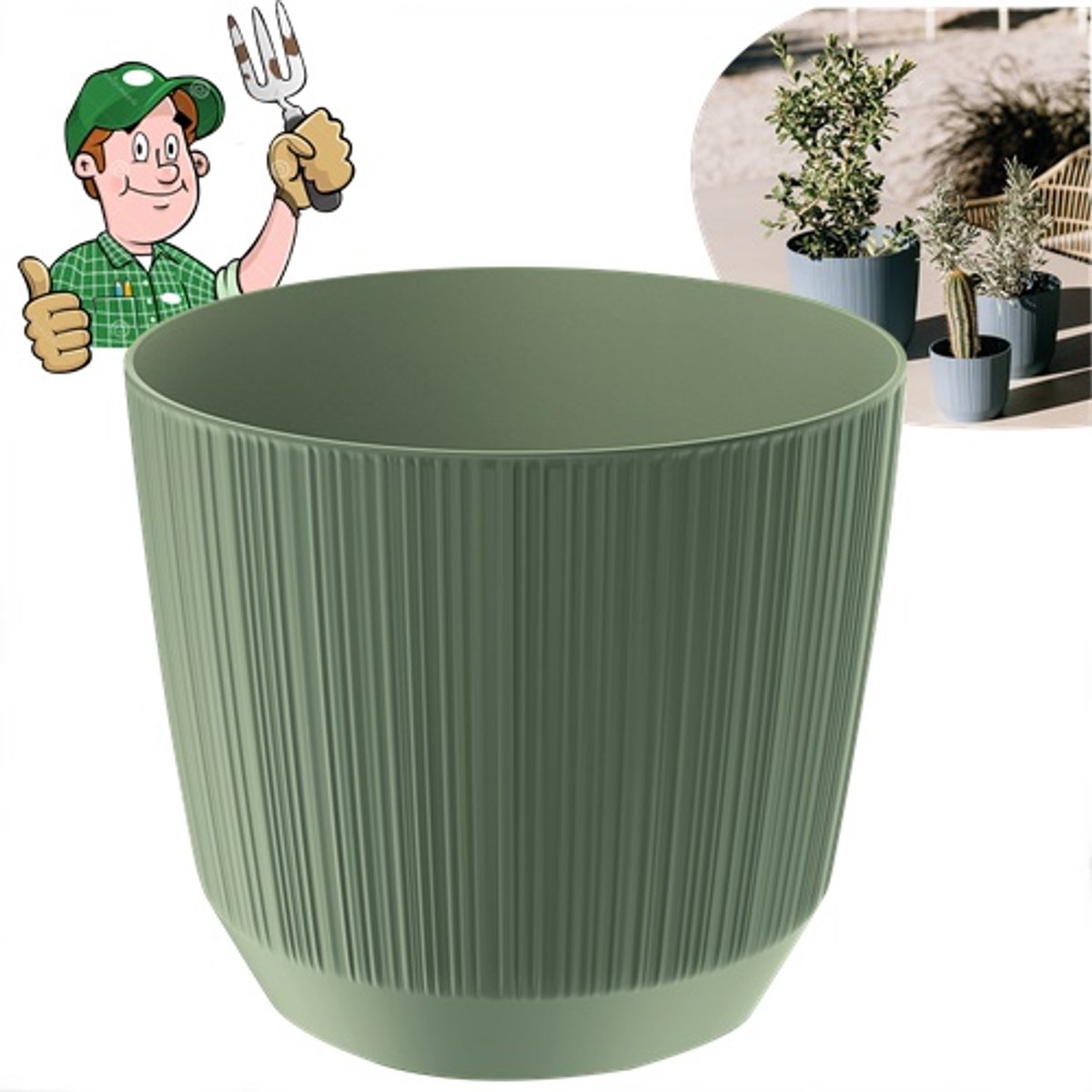 Pot Aardegroen 11cm Rond Geribbeld Mooi Product Poolse Kwaliteit