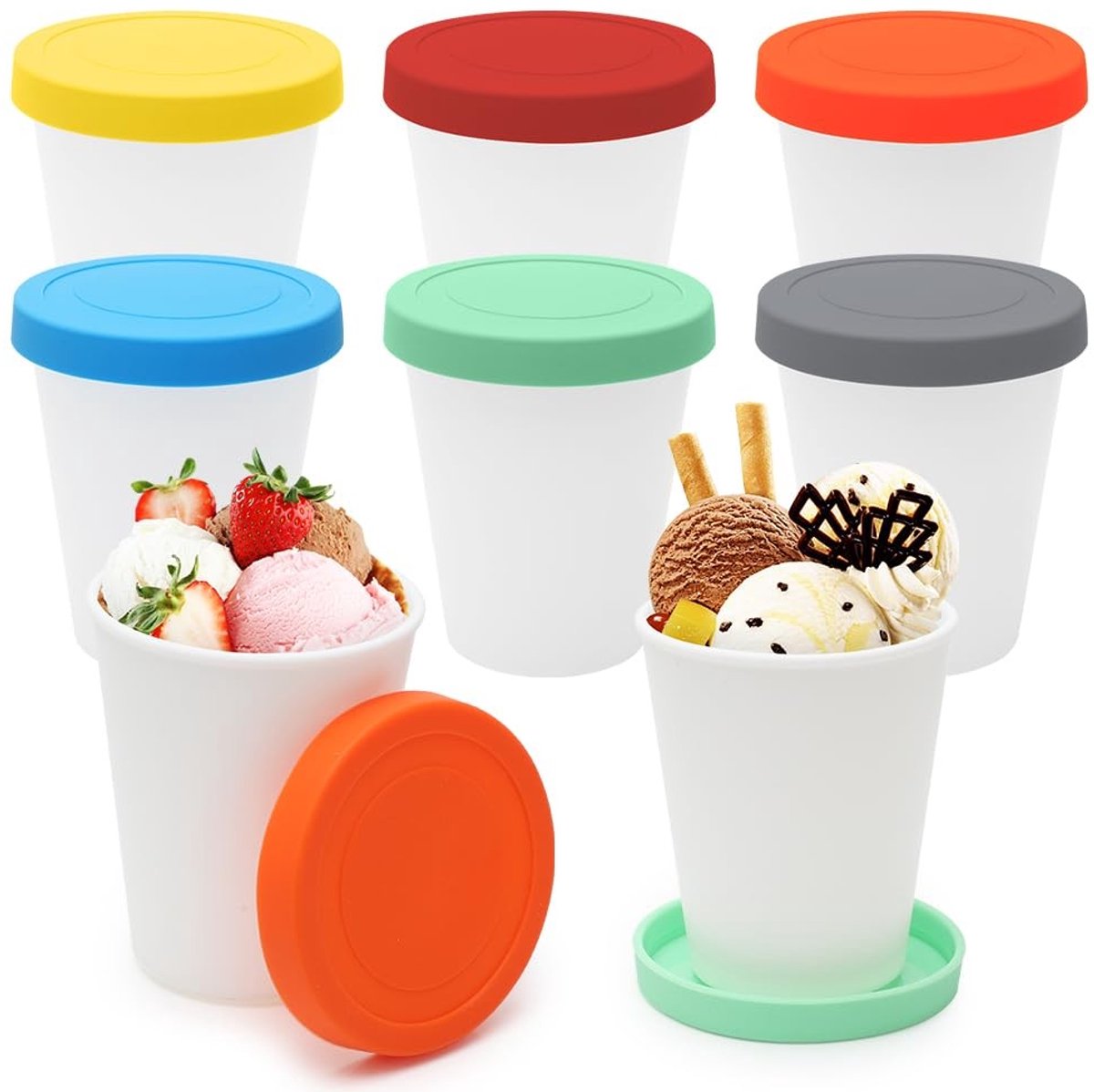 Dailygoods- IJscontainer 250 ml - Set van 6 - Vriesdozen - Bewaarcontainers - BPA-vrij - Levensmiddelenkwaliteit - Ijsdozen