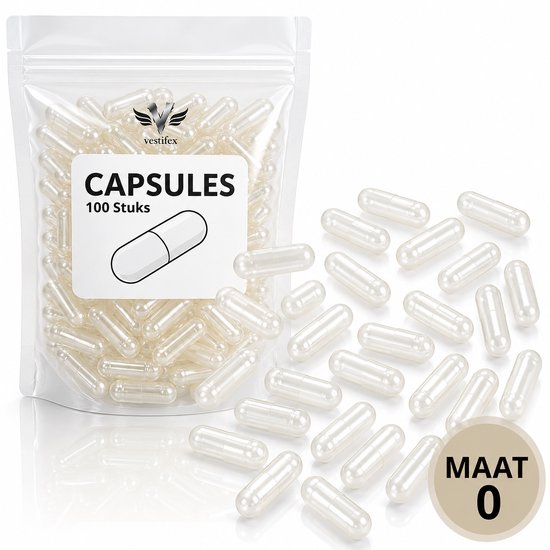 Vestifex® Lege Capsules Maat 0 - 100 Stuks - Gelatine - Capsules - Vegetarisch - DIY