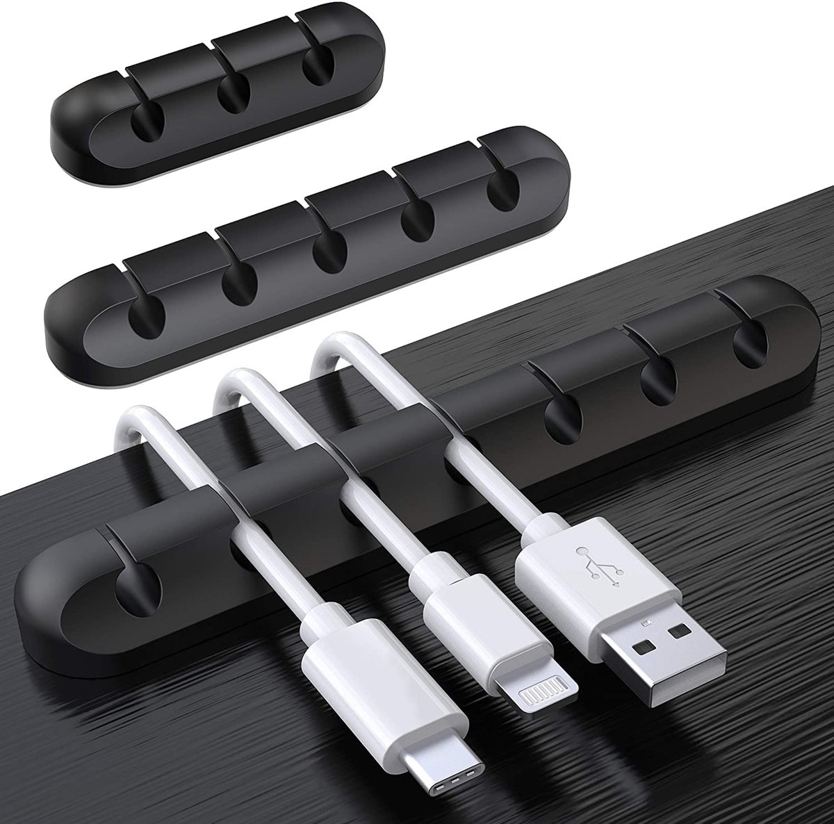 Kabelhouder Clips - Zelfklevend - Kabelmanagement Organizer - Voor USB, Oplaad- en PC Kabels - Set van 3