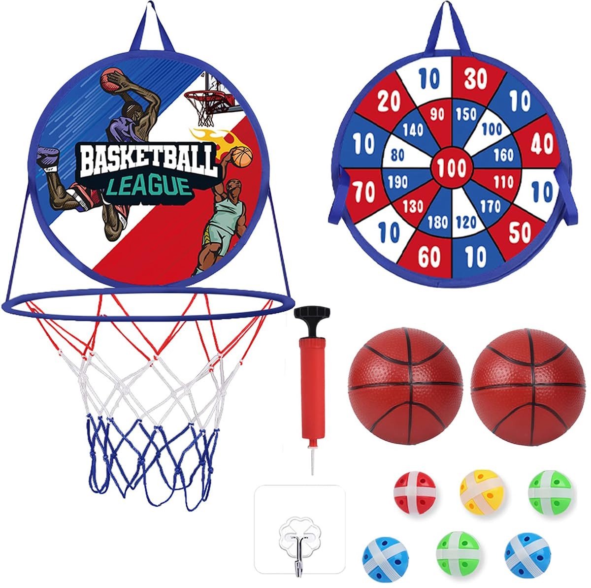 Dailygoods- Basketbalring 2-in-1 - Basketbalbord - Opvouwbaar - Geschikt voor binnen/buiten - Inclusief basketballen - Makkelijk op te bergen - Gooi Spel