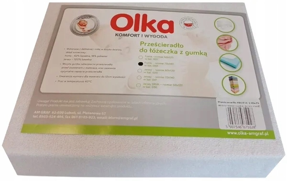 OLKA Frotte hoeslaken ledikant 140x70 cm Wit