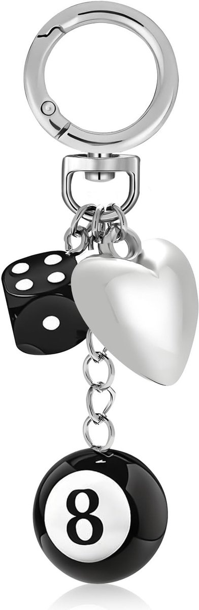 Dailygoods - Leuke Sleutelhanger met Zwarte Dobbelsteen en Hart