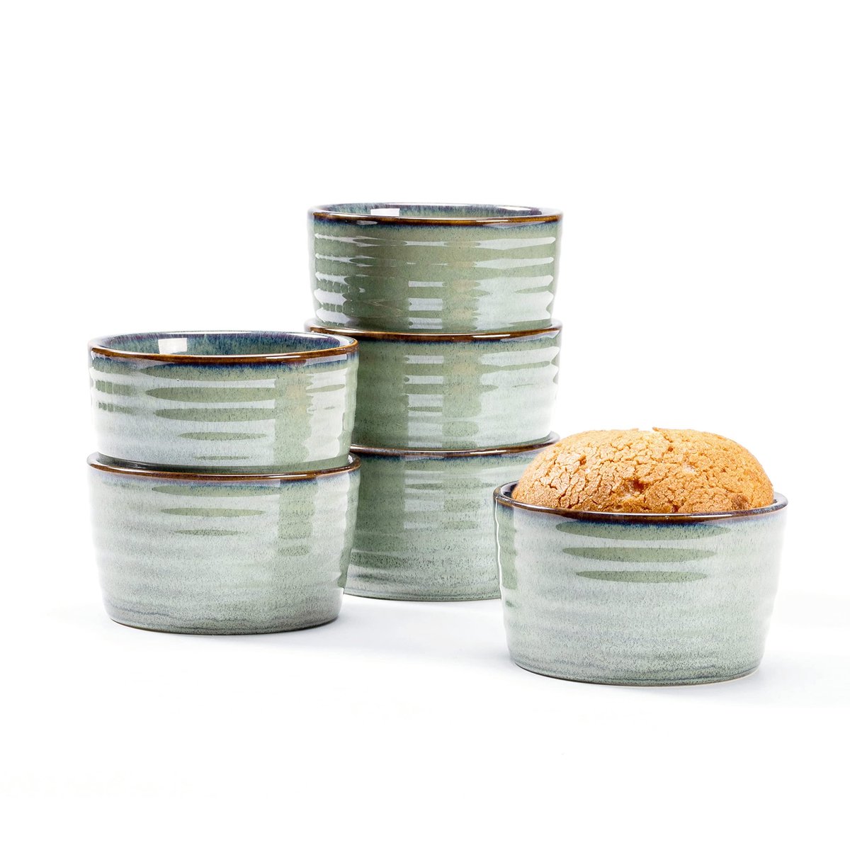 Dailygoods- Ovenschalen Set van 6 - Keramische Ramekins 240ml - Soufflé Schalen - Ovenbestendig - Hittebestendig Porselein - Perfect voor 6 Personen