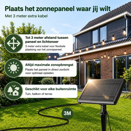 EverNeeds ST38 Guirlande Lumineuse Solaire Extérieur – Câble 18m (15m éclairé et 3m de câble) – 25 LED – IP65 – Télécommande – Éclairage Jardin Solaire - Guirlande Lumineuse Solaire - Ambiance Extérieur - Blanc Chaud 2700K - 4 LED Supplémentaires