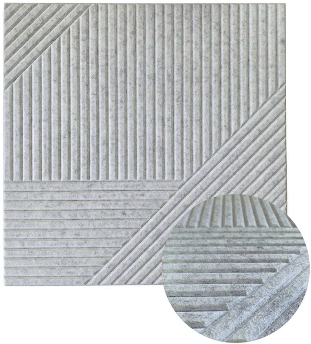 IVOL Akoestisch wandpaneel - 5 stuks - 60x60cm - Vilt - Geometrisch motief Grijs - Wandpanelen