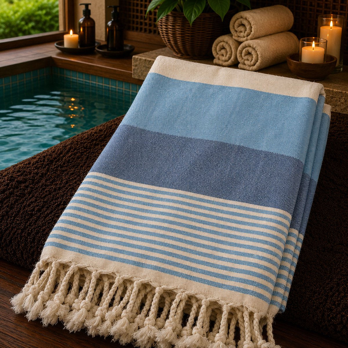 100% Katoenen Colorloop Hamamdoek – Turkse Handdoek & Strandlaken – Voor Sauna, Spa en Wellness