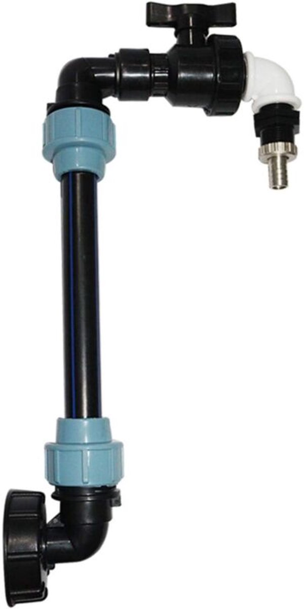 IBC-adapter met zwanenhalskraan, geschikt voor regenkanon of 1000-liter watertank, diverse uitvoeringen (kunststof/messing, 3/4 inch).
