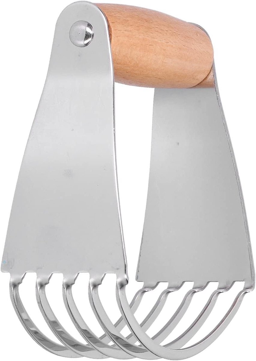 Deegmixer Gebaksnijder - Keukenbakgereedschap - Bakken Ingrediënten Mengen - Roestvrijstalen Messen - 13 x 12 x 3 cm - Houtkleur
