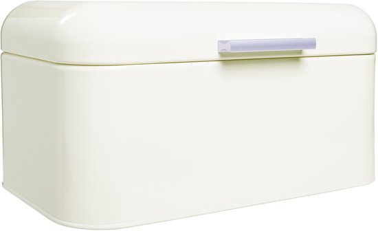 QUVIO Boîte à pain - Boîte de conservation pour pain - Boîte à pain - Couvercle à rabat - Couvercle à charnière - Beige - Fer - Capacité 9,5 litres - 20 x 30 x 16 cm