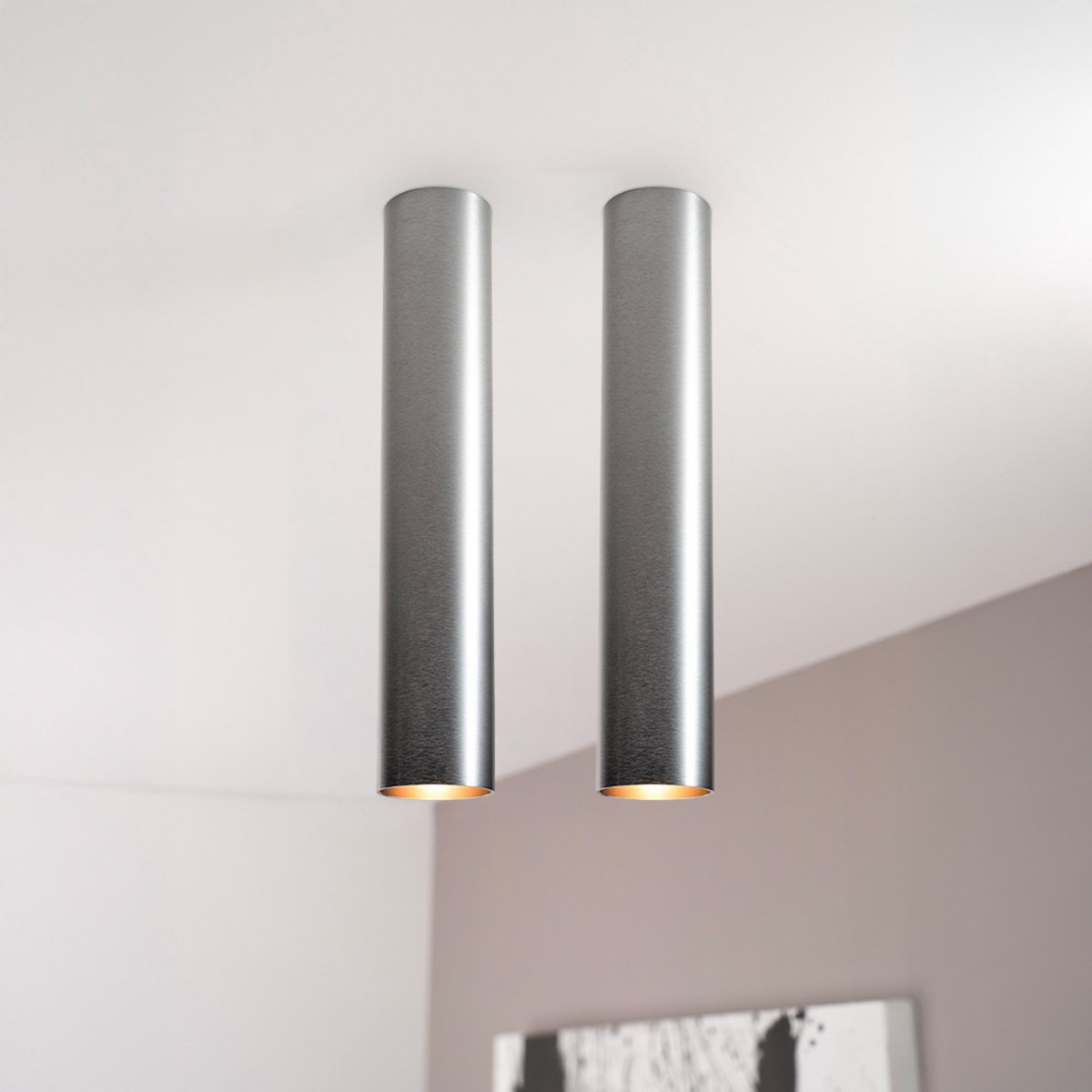 2x Canopus fero l by LUSENZ - Cilindervormige opbouwspot in geborsteld gunmetal grijs