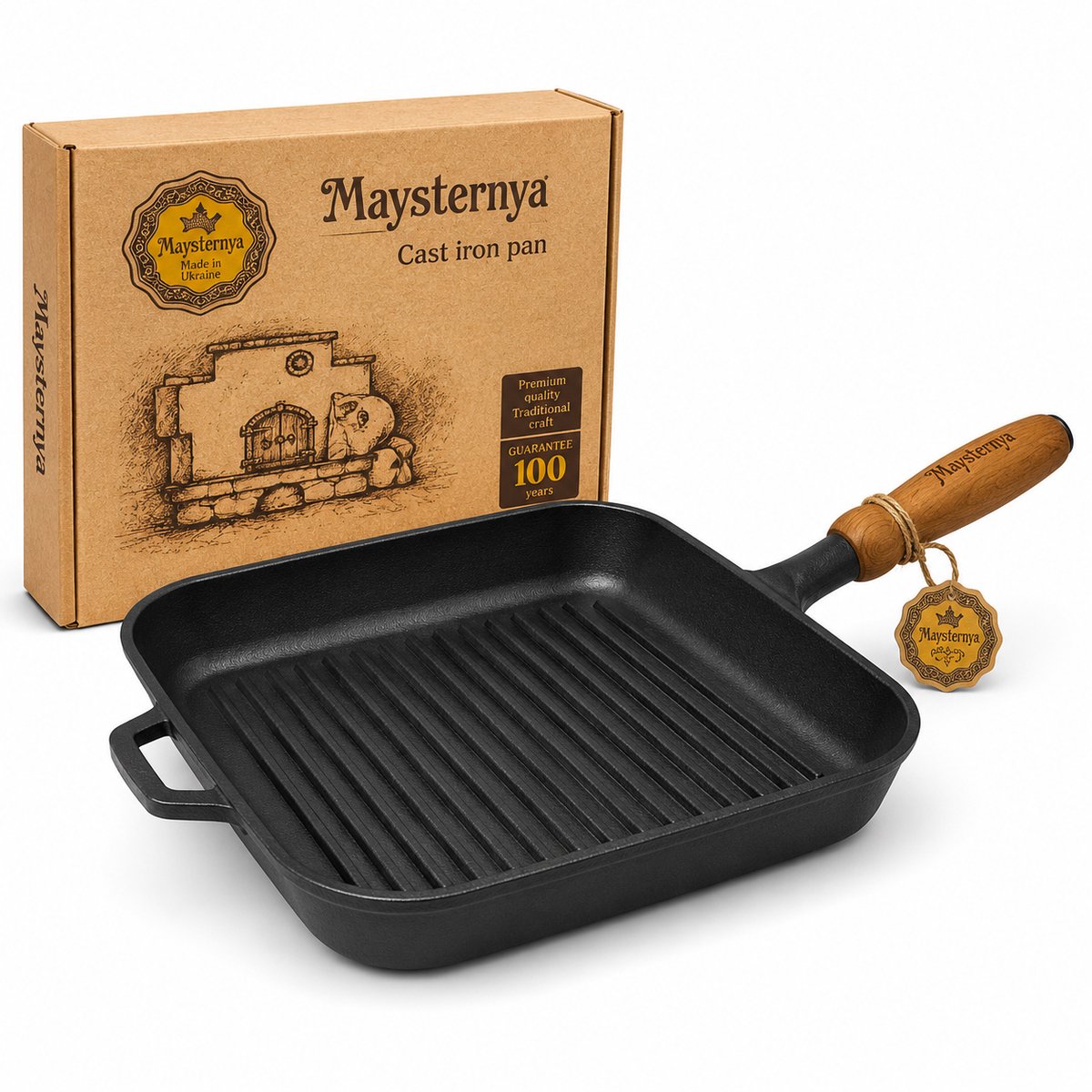 Bol.com MAYSTERNYA Grillpan Gietijzer - 28 x 28 x 4 cm - Geschikt Voor Inductie - Steakpan - Grillen - Bakken - BBQ Accessoires ... aanbieding