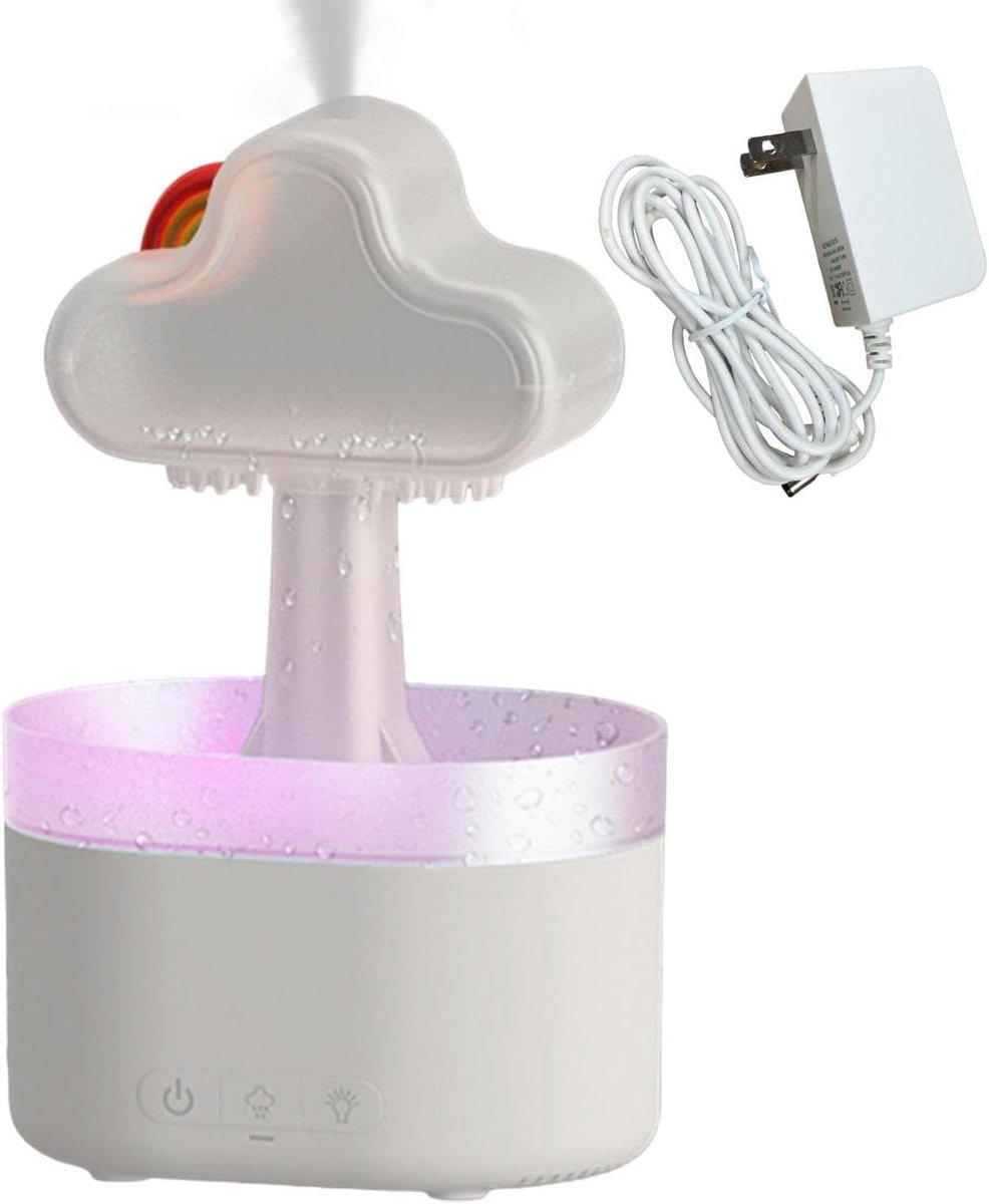Luchtbevochtiger - Aroma diffuser - Ontspannende sfeer - Regen geluid - 12.2 cm - Wit