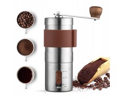 Handmatige koffiemolen, gemaakt van roestvrij staal, met een verstelbare conische keramische maalschijf, draagbare handkoffiemolen, geschikt voor thuis, op kantoor of op reis - bruin.