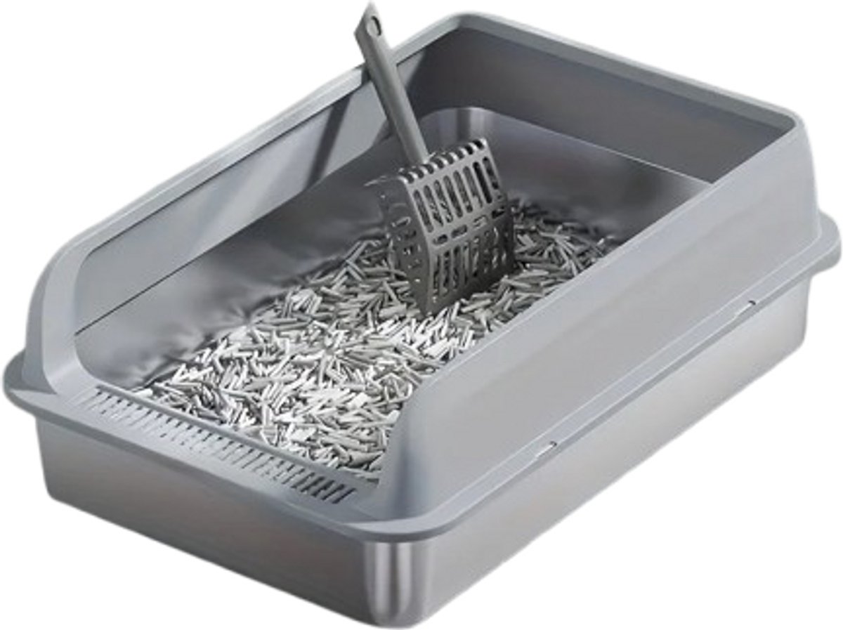 DierDO – Kattenbak – Kattentoilet – Roestvrij RVS – Dubbele Ingang – Grijs – 60x40x19 cm – Schep Inbegrepen – Luxe – Schoon DierDO – Kattenbak – Kattentoilet – Roestvrij RVS – Dubbele Ingang – Grijs – 60x40x19 cm – Schep Inbegrepen – Luxe – Schoon