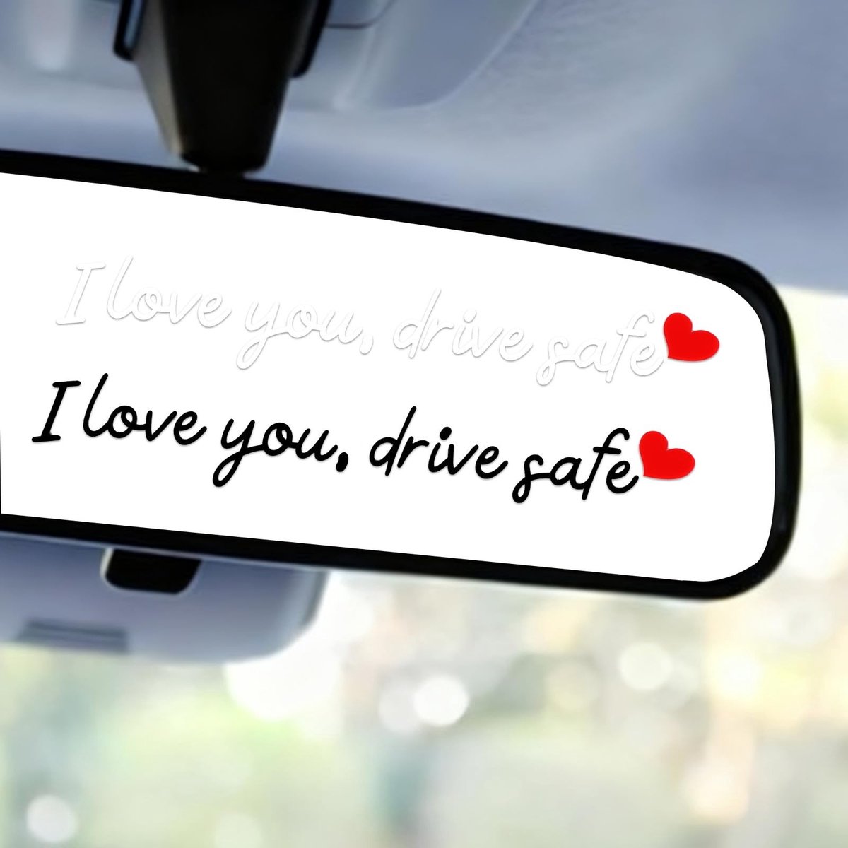 Dailygoods- Spiegel Sticker 16 Stuks - Veilig Rijden - Achteruitkijkspiegel Stickers - Vinyl-PVC - Grappige Decoratie - 12x2cm - Autosticker