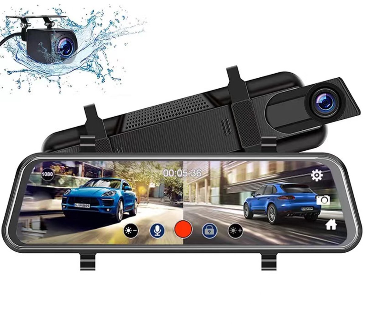 10-inch Full HD 1080P achteruitkijkspiegel dashcam – Dubbele camera's voor en achter – Breed dynamisch bereik nachtzicht – 170° groothoeklens – 6 meter kabel voor eenvoudige installatie
