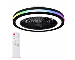 Slimme Plafondventilator met Lamp 50cm - RGB LED Verlichting - Dimbaar - App Bediening - Afstandsbediening - Google Home & Alexa - 6 Snelheden - Stille Ventilator voor Slaapkamer en Woonkamer