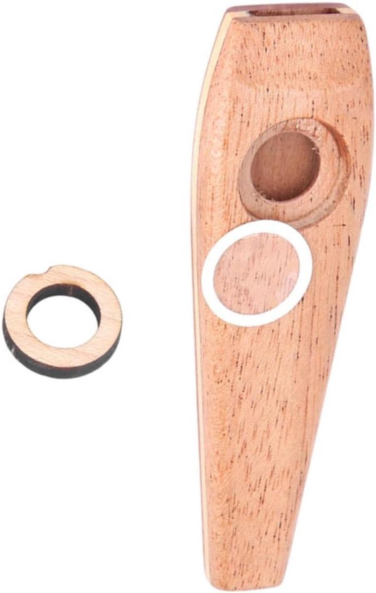 Houten Kazoo - Mondharmonica Speelgoed - Muziek Maken - Gladde Afwerking - 10.5 cm - Khaki