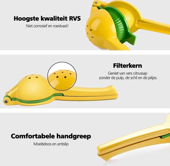 Okado Citruspers Handmatig - Citroenpers & Limoenpers 2-in-1 - Metalen Fruitpers voor Citrus - Snel Persen Zonder Knoeien - Makkelijk Schoon te Maken & Vaatwasserbestendig - 22,5 x 7,4 cm van Merkloos — afbeelding 4