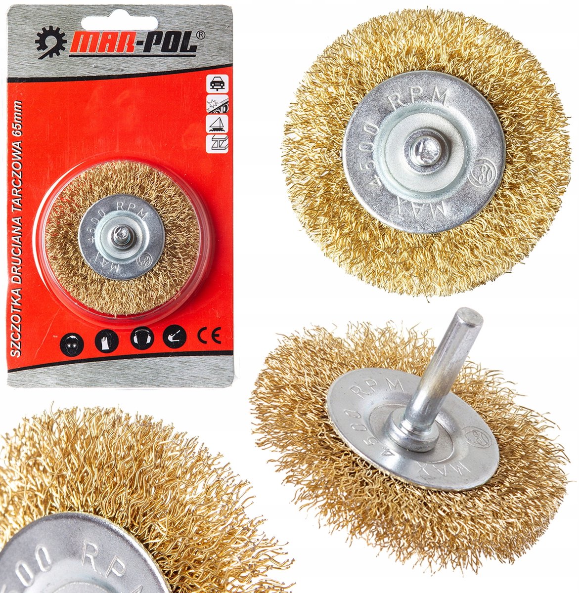 Gouden Schijfborstel met Schacht voor Schroefmachine 65mm