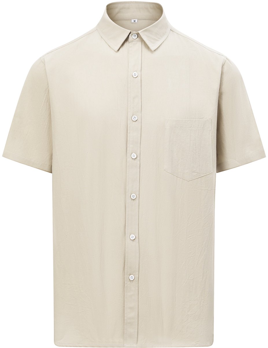 ALLTHEMEN Heren Casual Kort Overhemd - Katoen - Comfortabel Ademend - XXL