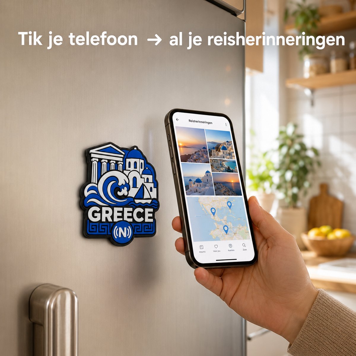 Tap3DX Griekenland Smart Magnet – 3D Santorini Souvenir Koelkastmagneet