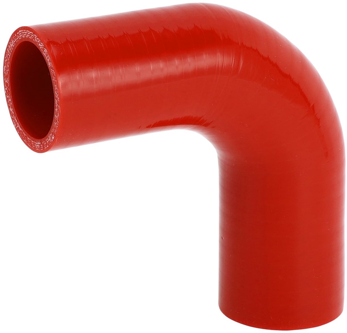 Dailygoods- Koelslang Silicone Rood - Binnendiameter 35mm/38mm - Lengte 100mm - 90 Graden - Meerlaags Geweven Doek - Temperatuurbestendig tot 300℃ - Siliconenslang