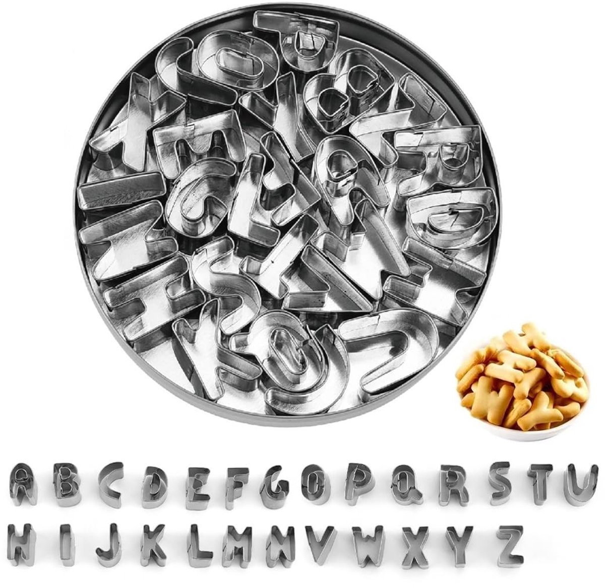 Dailygoods- Koekjessnijder Hoogwaardig Roestvrij Staal - Alfabet Vormpjes - DIY Bakaccessoires - Keuken Gadget - Set van Letters - Perfect voor Koekjes - Koekjesvormpjes