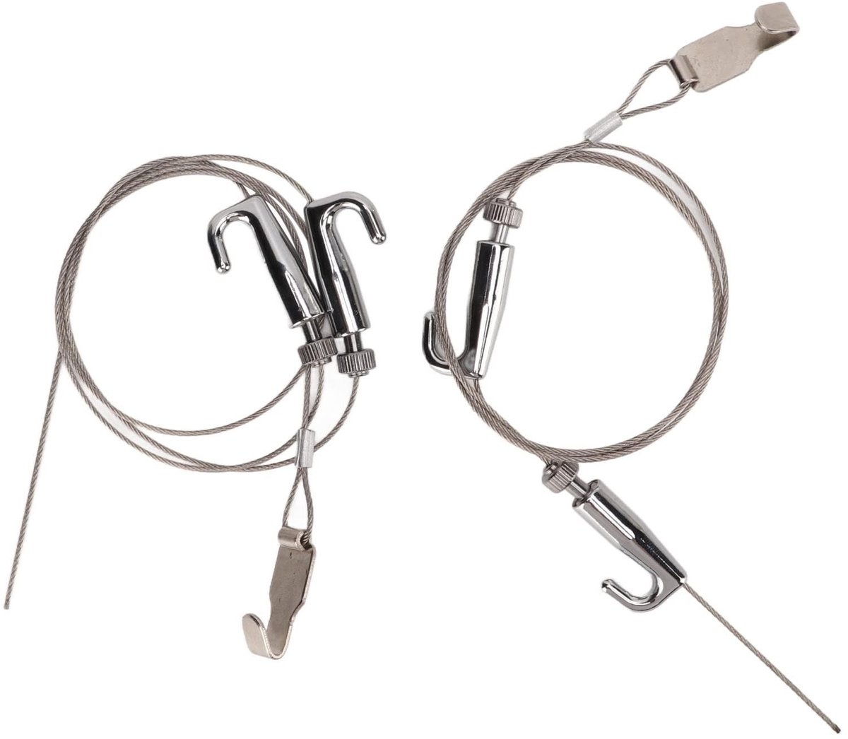 Dailygoods- Ophangset 2-delig - Verstelbare Draadhakenset - Fotorailhaken - Kabel van 1/2 M - Tentoonstelling - Kunstgalerie - Foto Ophangsystemen