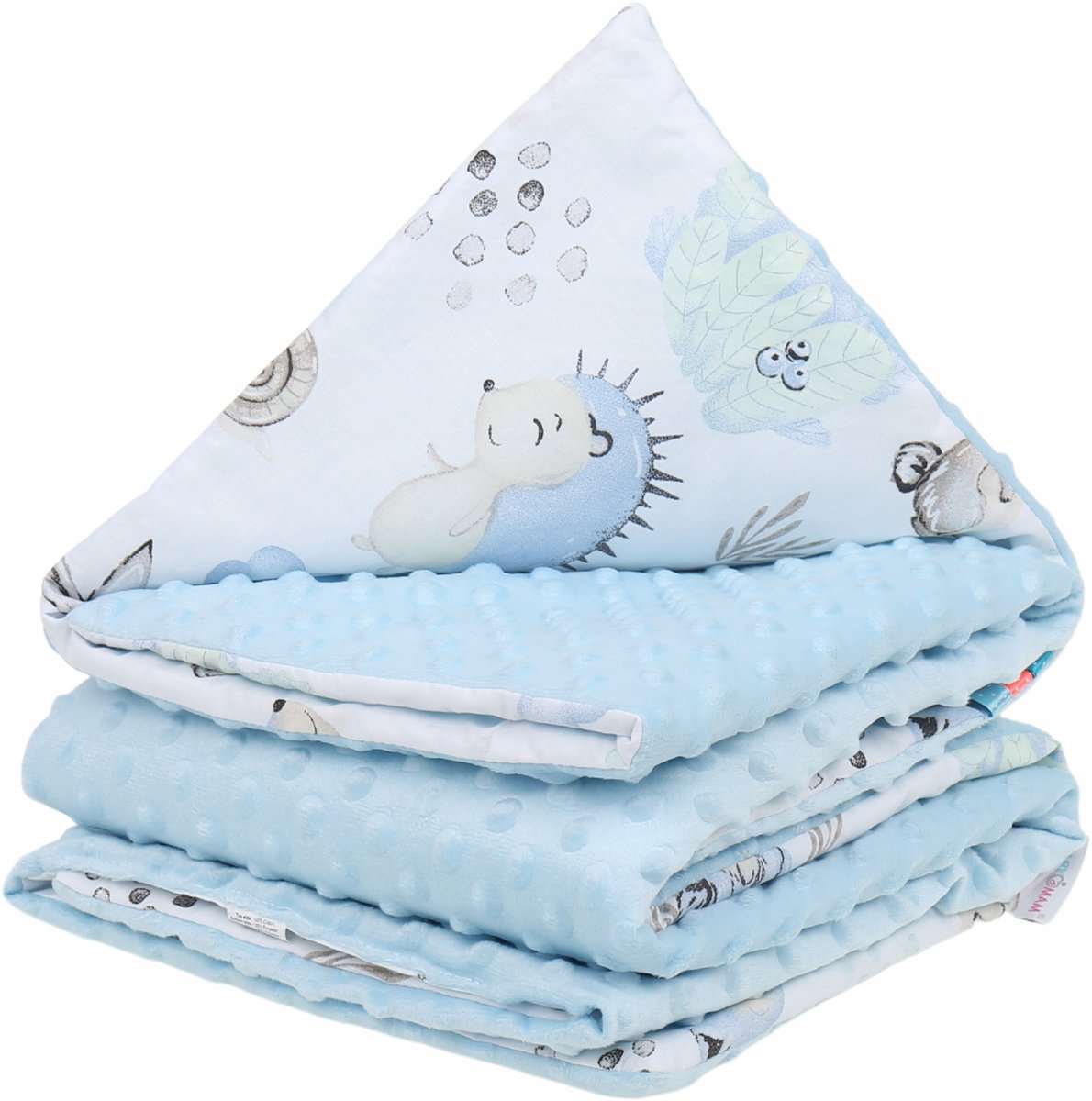 Babymam Dubbelzijdig Babydekentje Minky Katoen 75x100cm Blauw