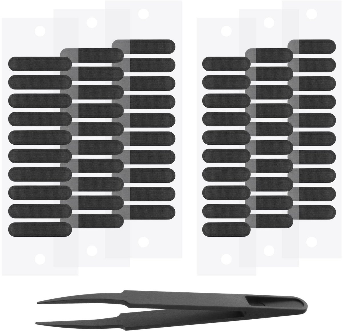 Dailygoods - Stofdichte Mobiele Telefoon Luidsprekernetstickers - Bescherming tegen Stof - 60 Stuks - Zwart - Compatibel met Android - Met Pincet - Vo...