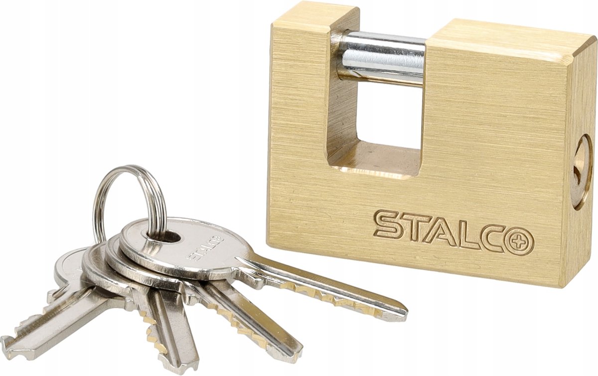 Stalco Messing Hangslot met Beugel, 60 mm, Sleutel