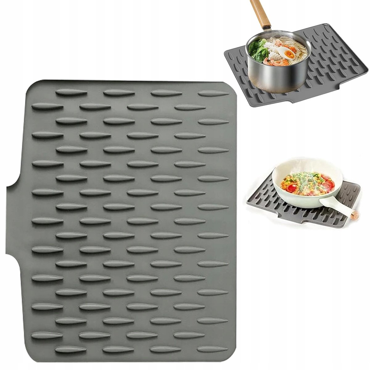 Siliconen Afvoermat Keuken - Antislip & Hittebestendig - 40x32,5cm Grijs