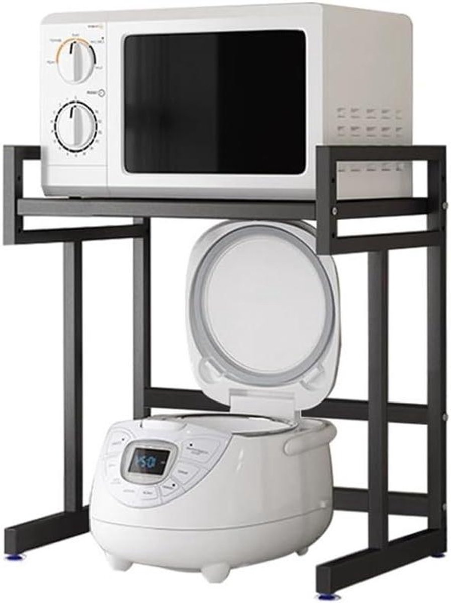 Magnetron rek - Keuken organizer - Keuken opbergen - Verstelbare hoogte - 32 x 36 x 60cm - Zwart