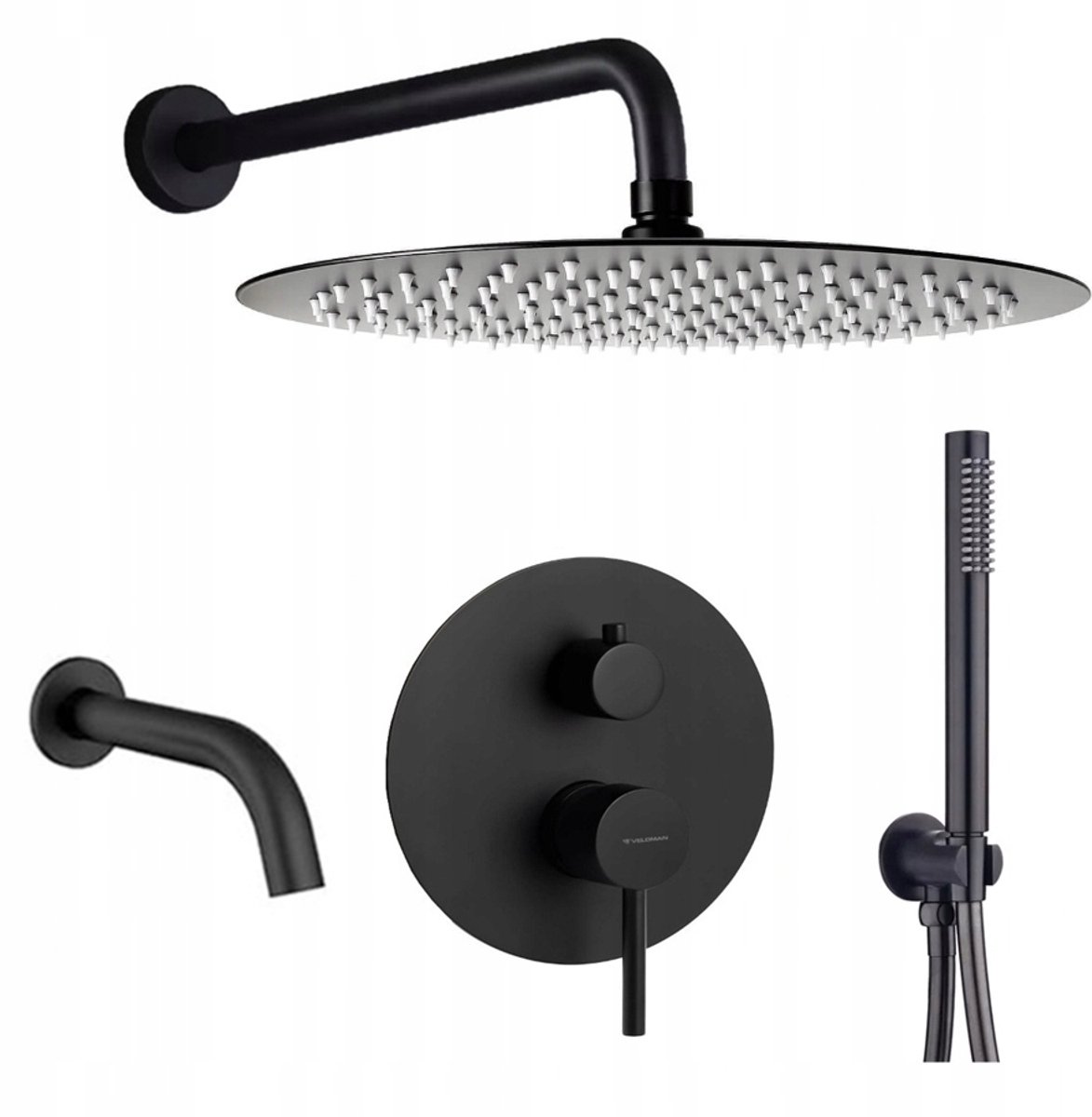 Veldman Costa Black Doucheset Inbouw - Zwart Mat