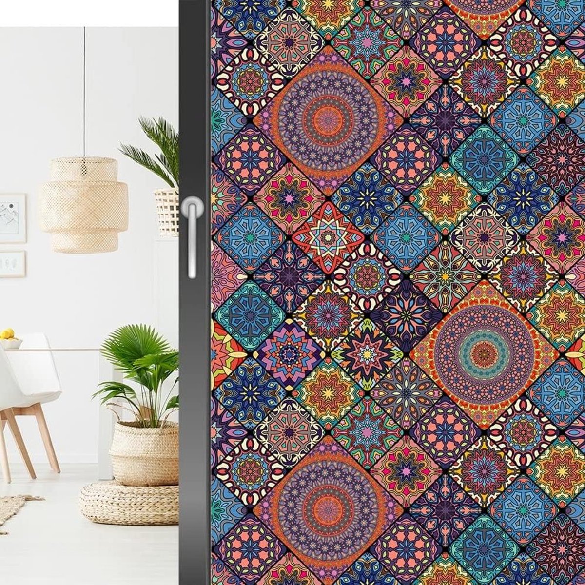 Decoratieve raamfolie - Privacy folie - Ramen decoreren - Statische hechting - 45x100 cm - Gekleurd