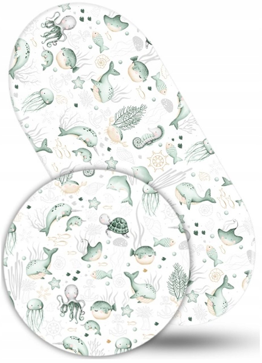Babymam Hoeslaken Kinderwagen 38x80cm 100% Katoen Zeegroen