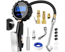 Digitale bandenspanning meter - Bandenpomp met meter - Bandenspanning controleren - Hoge meetnauwkeurigheid - 0-200 PSI - Zwart