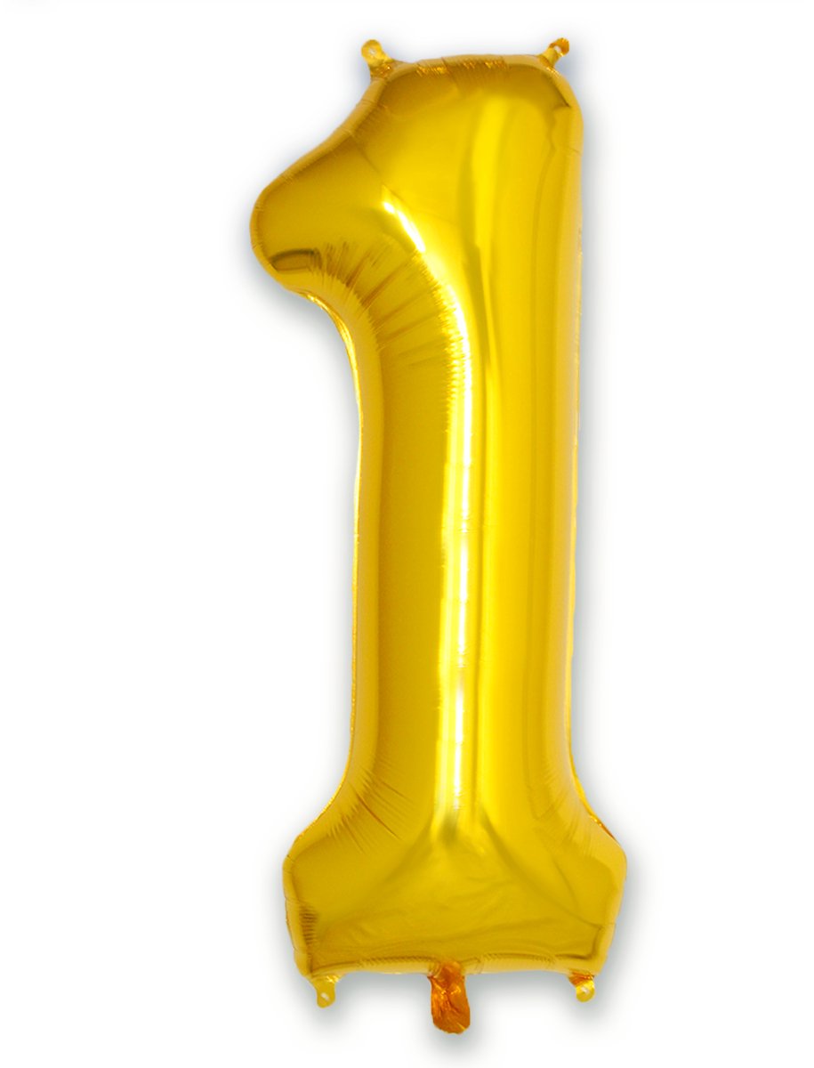 Folie Ballon Cijfer 1 Jaar Cijferballon Helium Ballonnen Feest Versiering Folieballon Verjaardag Versiering Goud 86 Cm