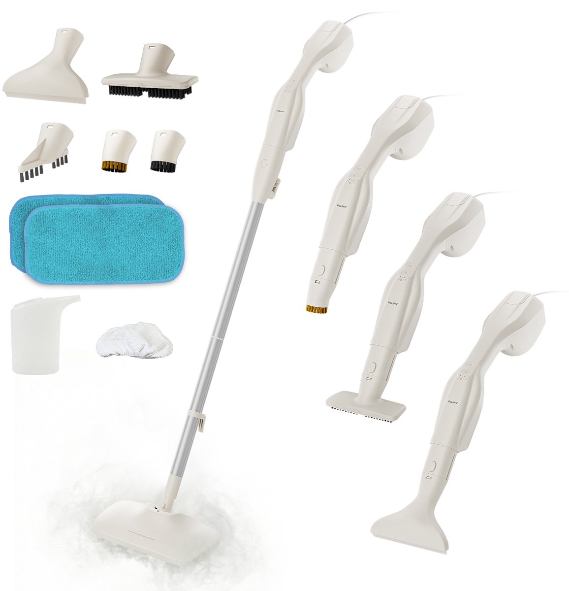 Handstoomreiniger - Stoomreiniger Met Accessoires - 2 Stoomstanden - 25 S Opwarmtijd - 250 Ml Reservoir - Keuken En Badkamer - 38 x 8,5 x 9,5 cm