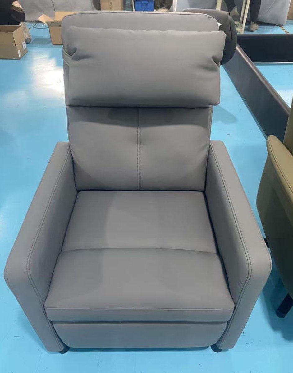 Elektrische Relaxstoel met Massage en Verwarming - Verstelbare TV-fauteuil (90°-150°) - PU-Leer - Geheugenfunctie - Grijs - Max. 136 kg – foto 5