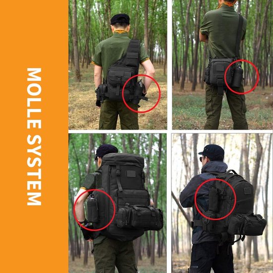 Tactische waterfleshouder - Waterbekertas - Militaire waterfleshouder - Nylon materiaal - Geschikt voor kamperen en wandelen - Zwart - 18*9*9 cm — afbeelding 2