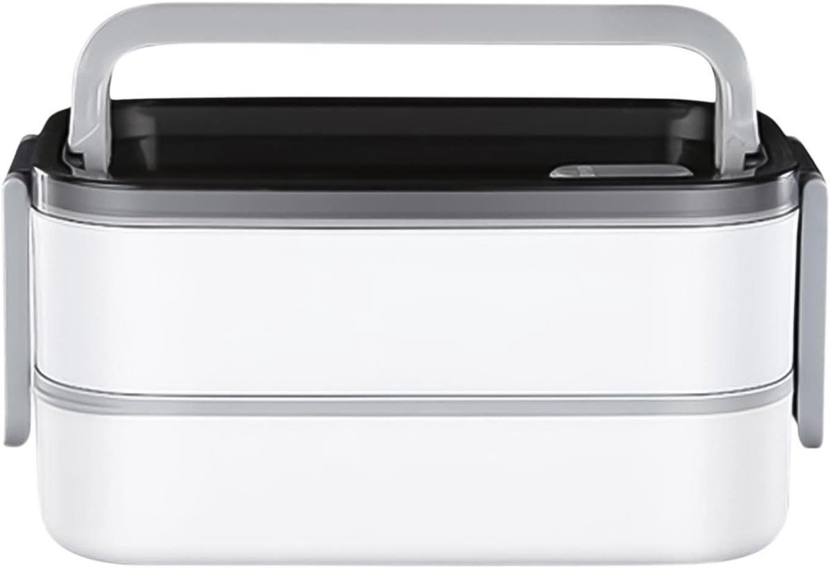 Thermische Broodtrommel - Lunchbox Voedselcontainer - Warme Maaltijden Onderweg - Dubbellaags Stapelbaar - 1200 ml - Grijs