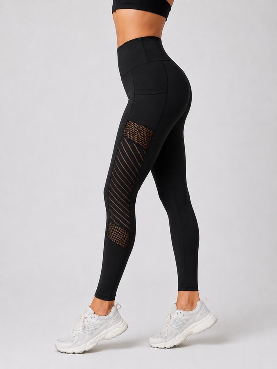 SparkNine Novabreeze sportlegging - dames - ademend - met zakken - stijlvol design - L - zwart - mesh panelen - met zakken - elastisch - squatproof — afbeelding 2