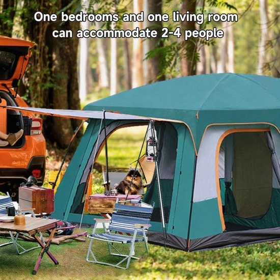 Venzor - 4‑Seizoenen Kampeertent voor 2‑3 Personen - Waterdicht Dubbelwandig Outdoor Tunneltent - Winddicht - Snelle Opzet - Groen — afbeelding 2