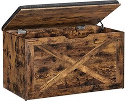 Monza Home® Zitkist met Veelzijdige Opbergfunctie - Ideaal als Speelgoedkist, Schoenenbank en Zitbank - Zwart Vintage Bruin