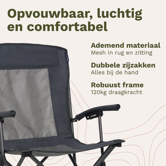 TRVLMORE Campingstoelen - Opvouwbaar - 2-Pack - 120KG Draagvermogen - Incl. Draagtas - Klapstoel - Visstoel - Kampeerstoel - Vouwstoel - Grijs — afbeelding 3