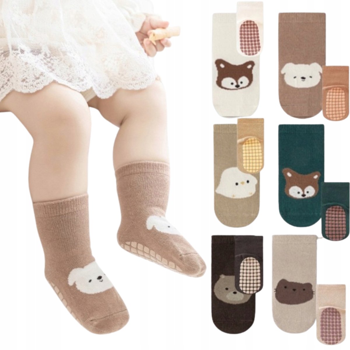 Babysokken Antislip Katoen 6 Paar - 1-3 Jaar