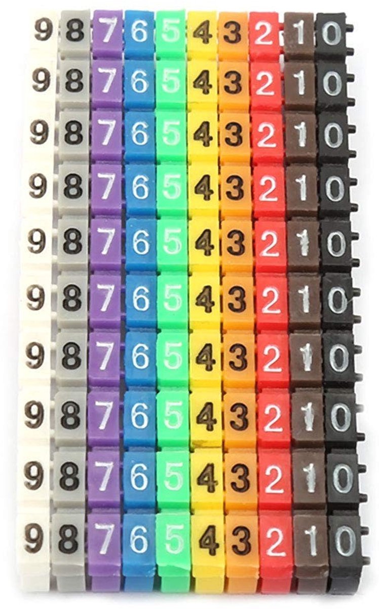 SOUQONE - 100 Kleurrijke Draadnummerlabels voor Eenvoudige Kabelmarkering